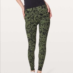 lululemon athletica Green Floral Leggings